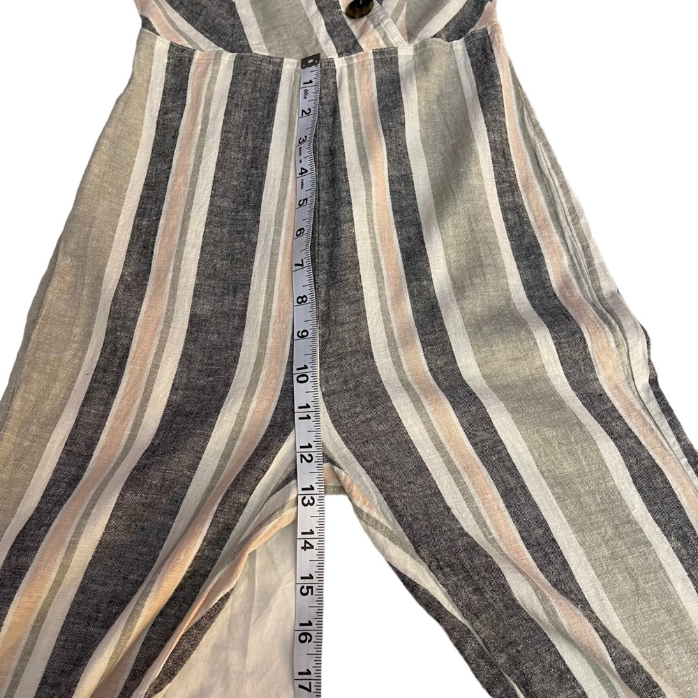 Urban Outfitters Linen striped surplice button Jumpsuit womens size XS - Picture 13 of 16